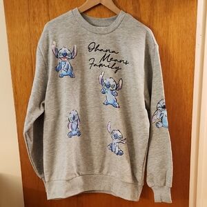 🆕 Disney Gray Crewneck Sweatshirt with Stitch Design